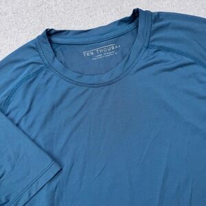 Ten Thousand T Shirt Mens L Blue Performance Short Sleeve Training Active *FLAW